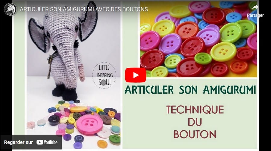 articuler son amigurumi avec des boutons